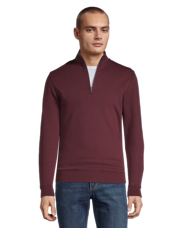 Denver Hayes Men's Long Sleeve Modern Fit Twill Quarter Zip Mock Neck ...