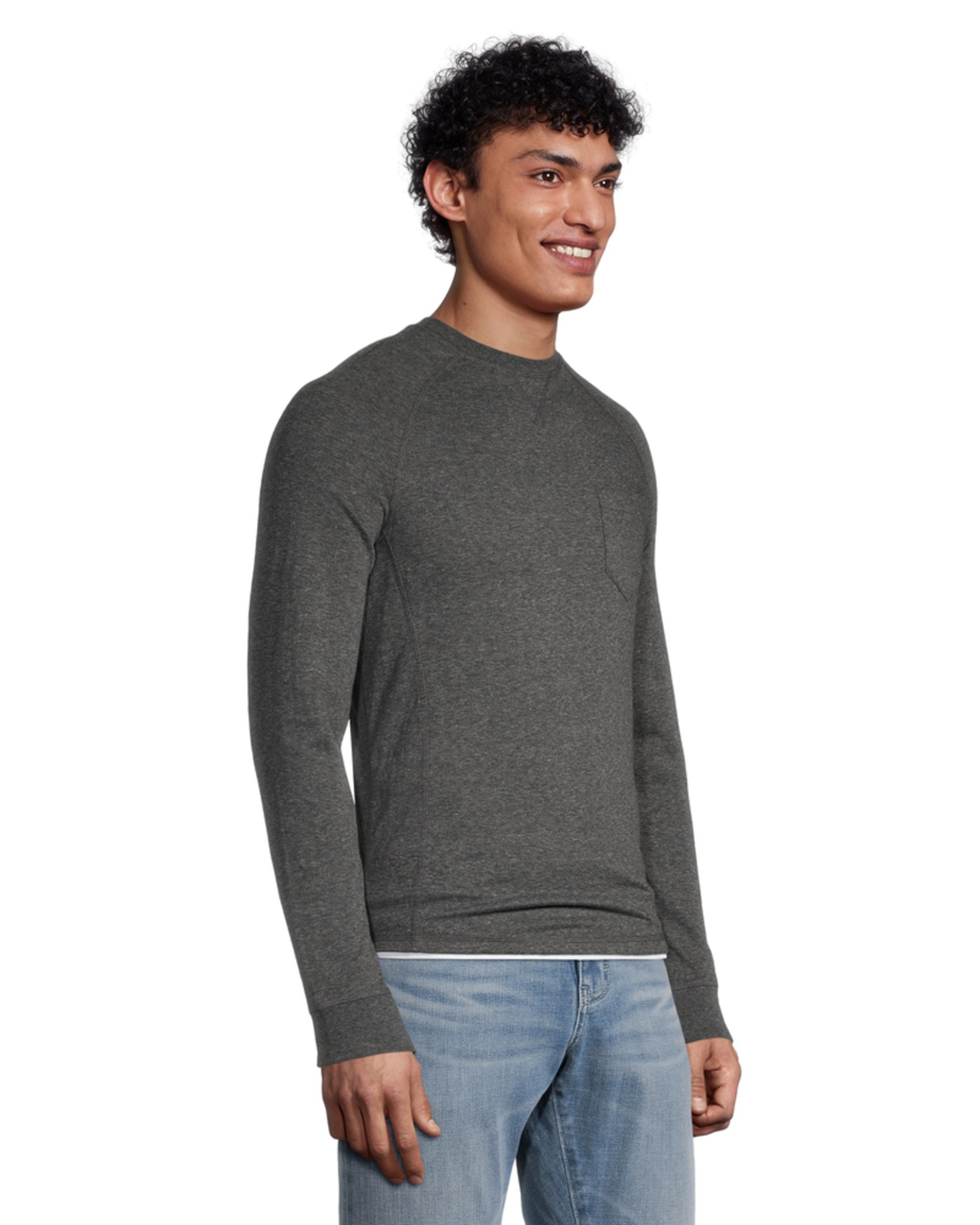 WindRiver Men's Heritage Long Sleeve Modern Fit Double-Knit Crewneck T ...