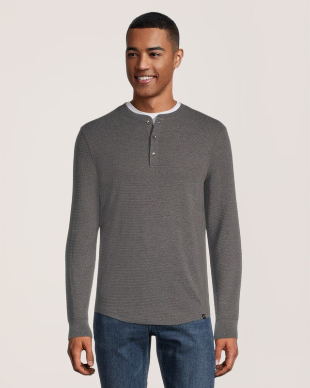 Denver Hayes Men's Long Sleeve Modern Fit Ottoman Henley Shirt