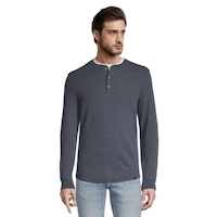 Chemise Henley en ottoman à coupe moderne et manches longues pour hommes, Denver Hayes Front_Flat