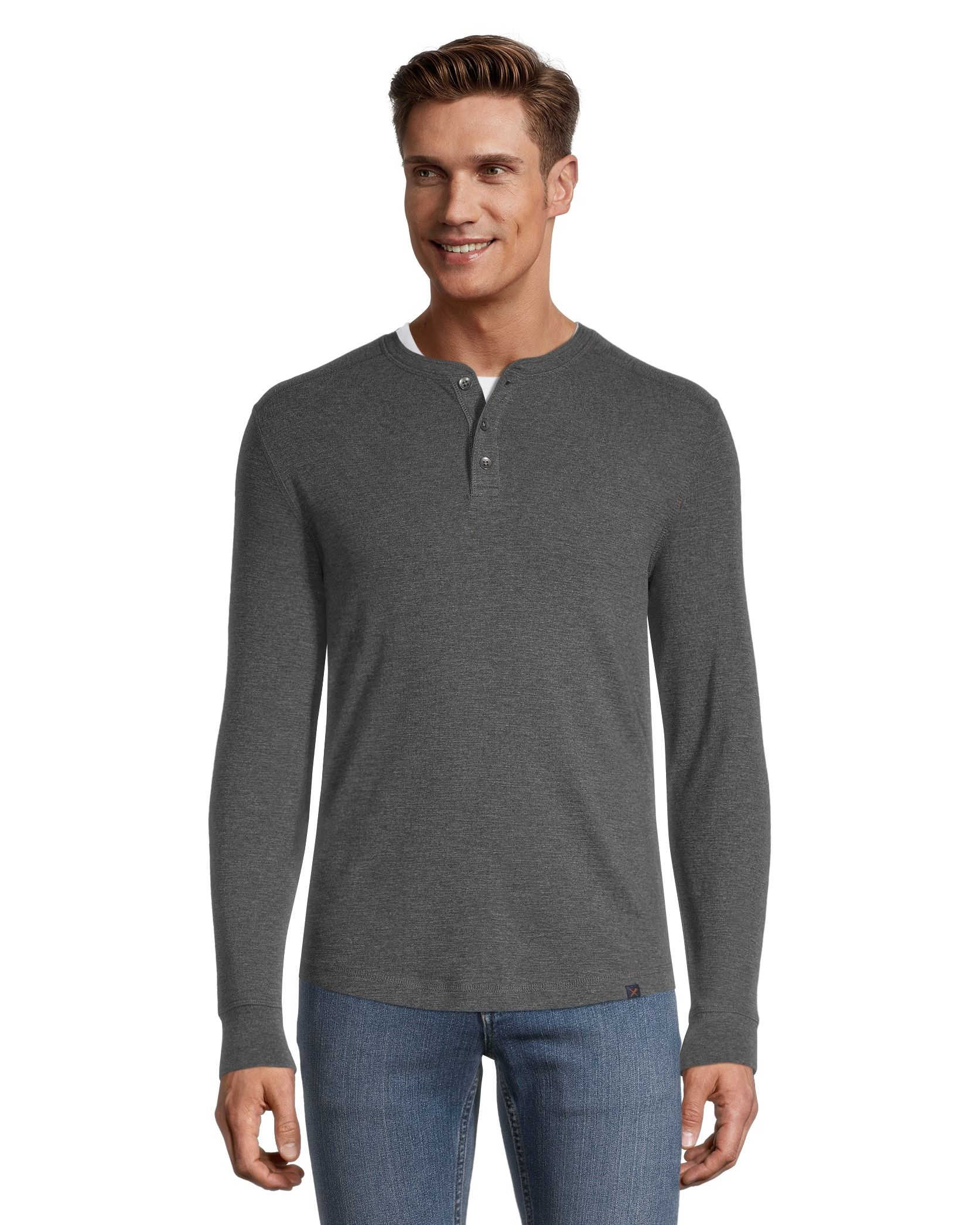 Denver Hayes Men's Long Sleeve Modern Fit Slub Henley Shirt