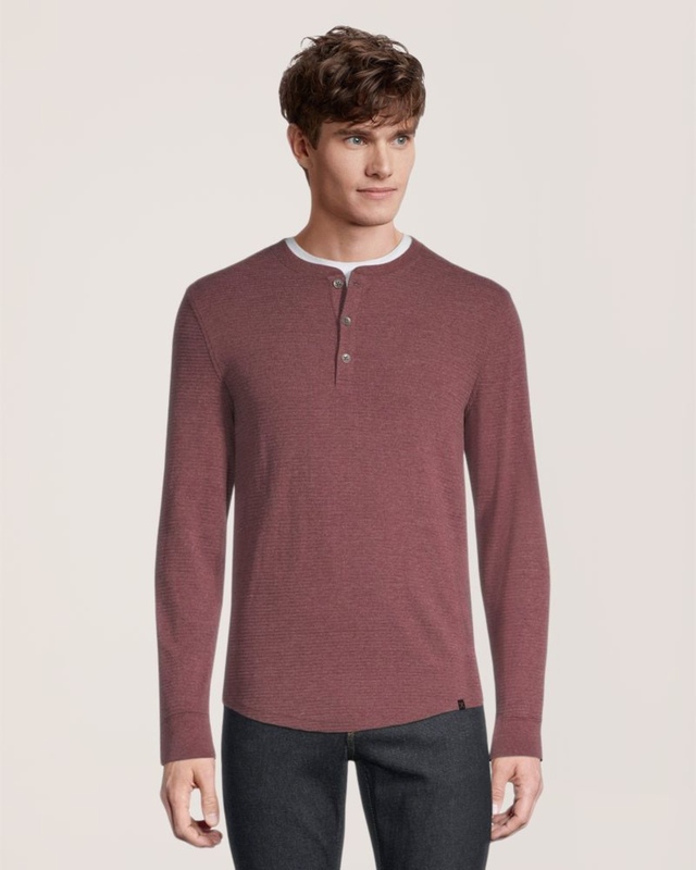 Denver Hayes Men's Long Sleeve Modern Fit Ottoman Henley Shirt