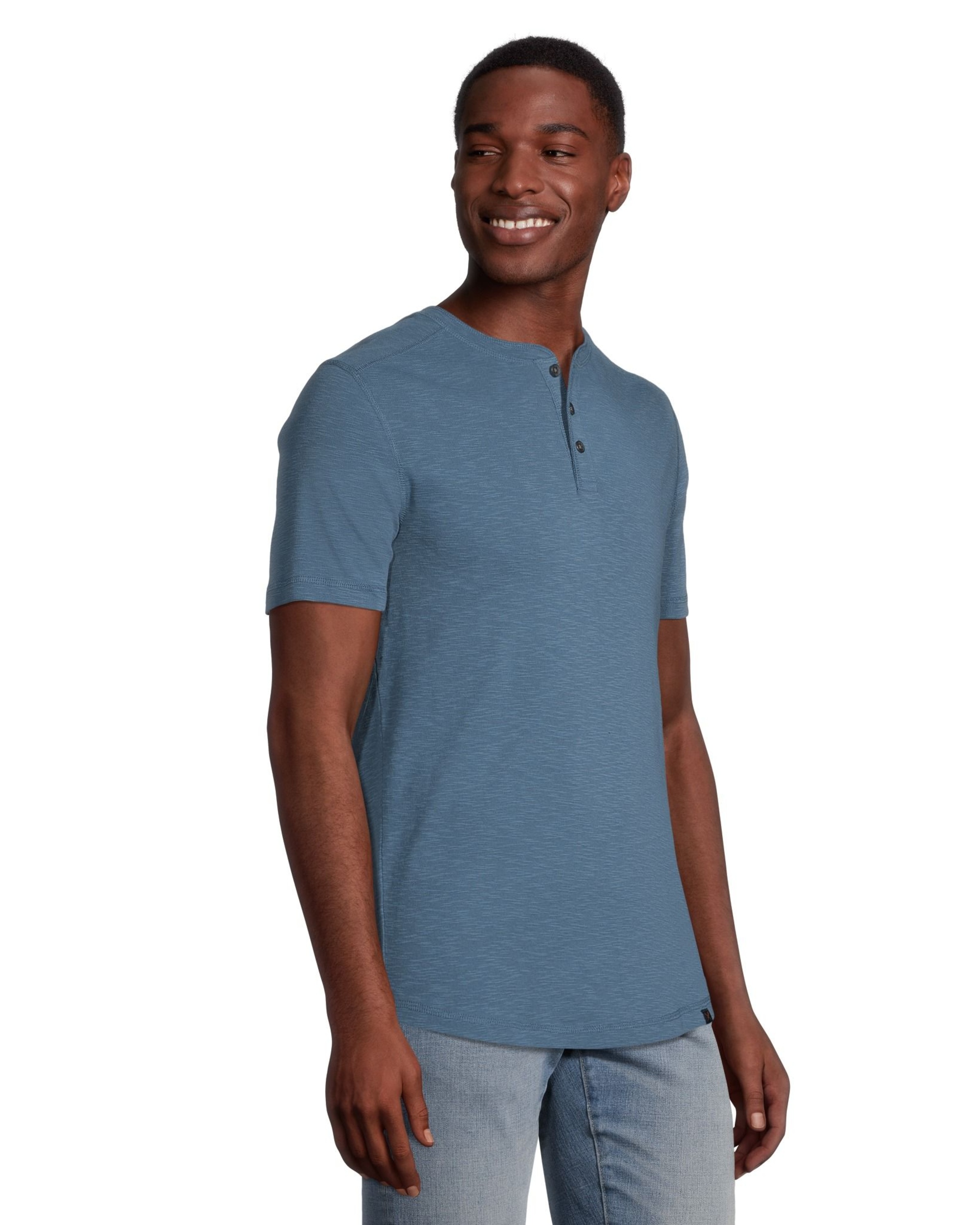 Denver Hayes Men's Short Sleeve Modern Fit 3-Button Slub Finish Cotton ...