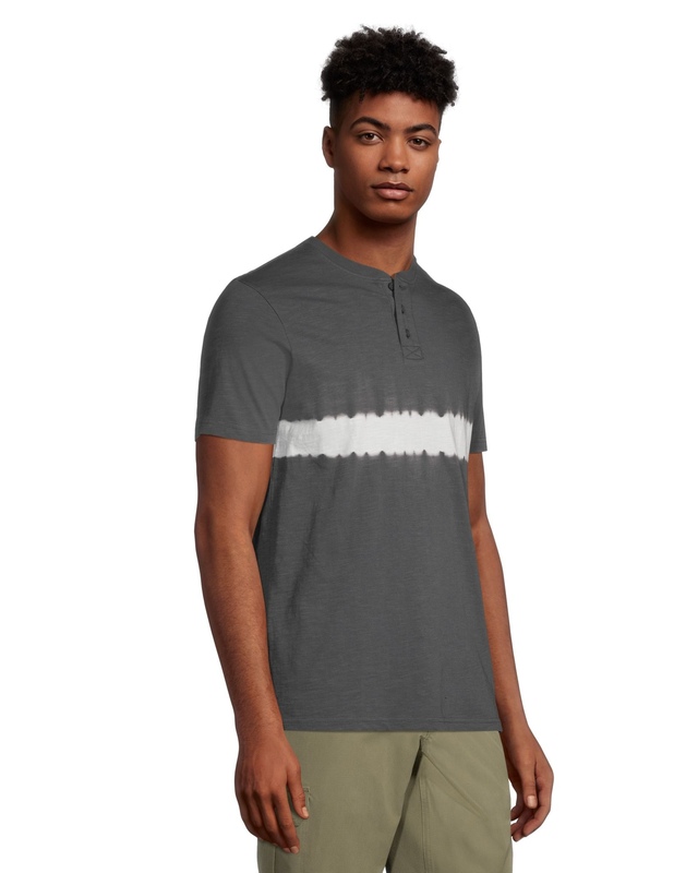 FarWest Men's Tie Dye Short Sleeve Classic Fit Henley Shirt Marks