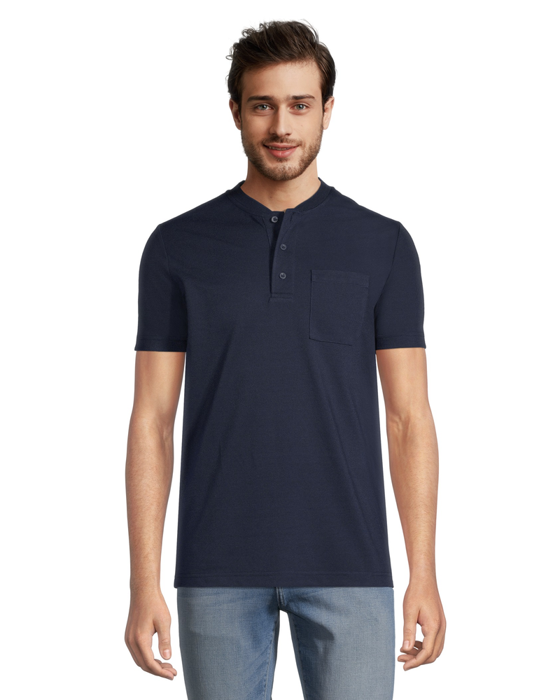 Men s 3 Button Placket Pique Henley Cotton Shirt Marks