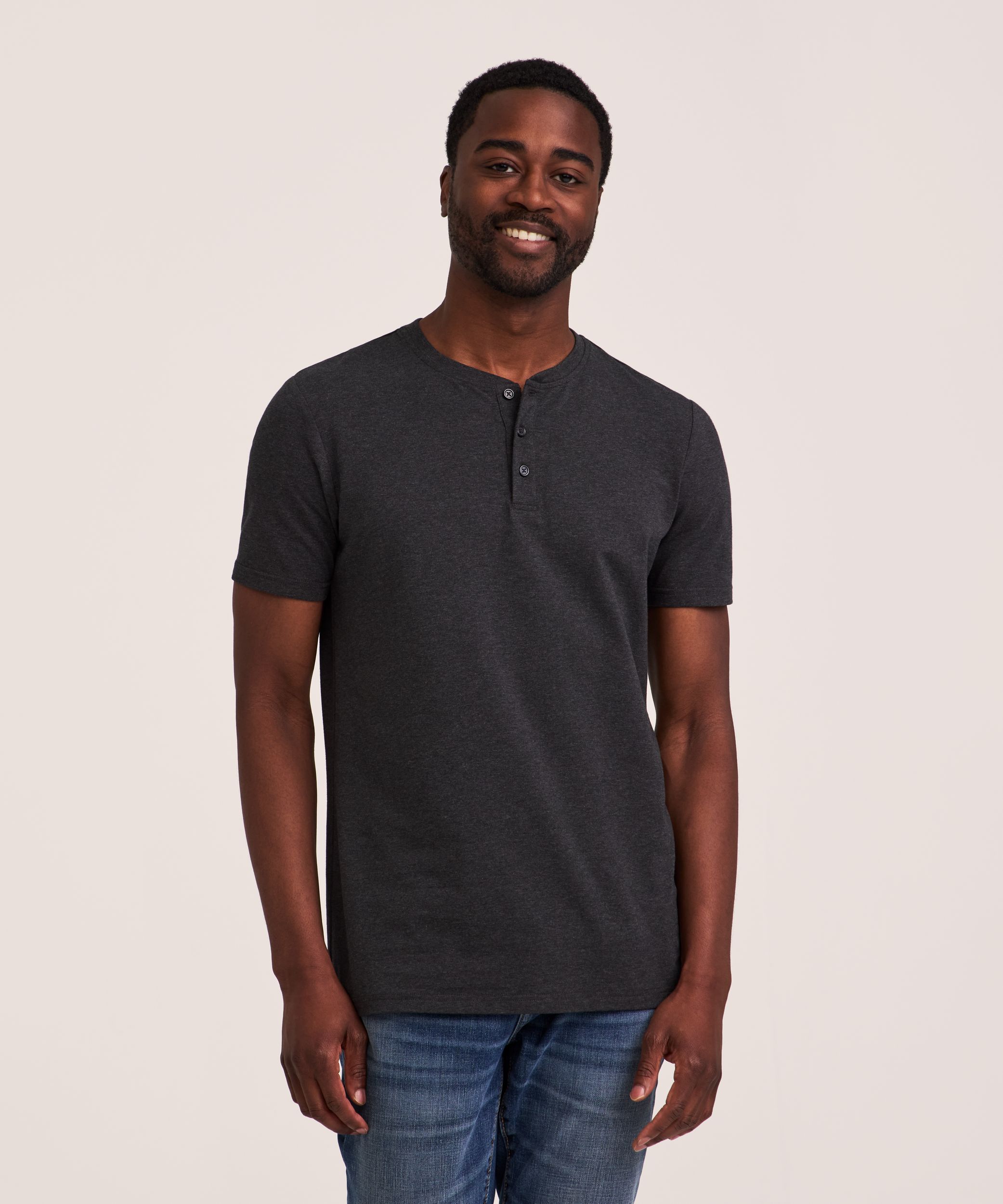 Denver Hayes Men's Stretch Short Sleeve Henley Shirt