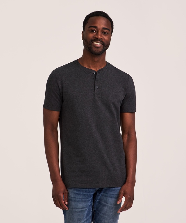 Haut Henley extensible à manches courtes pour hommes, Denver Hayes