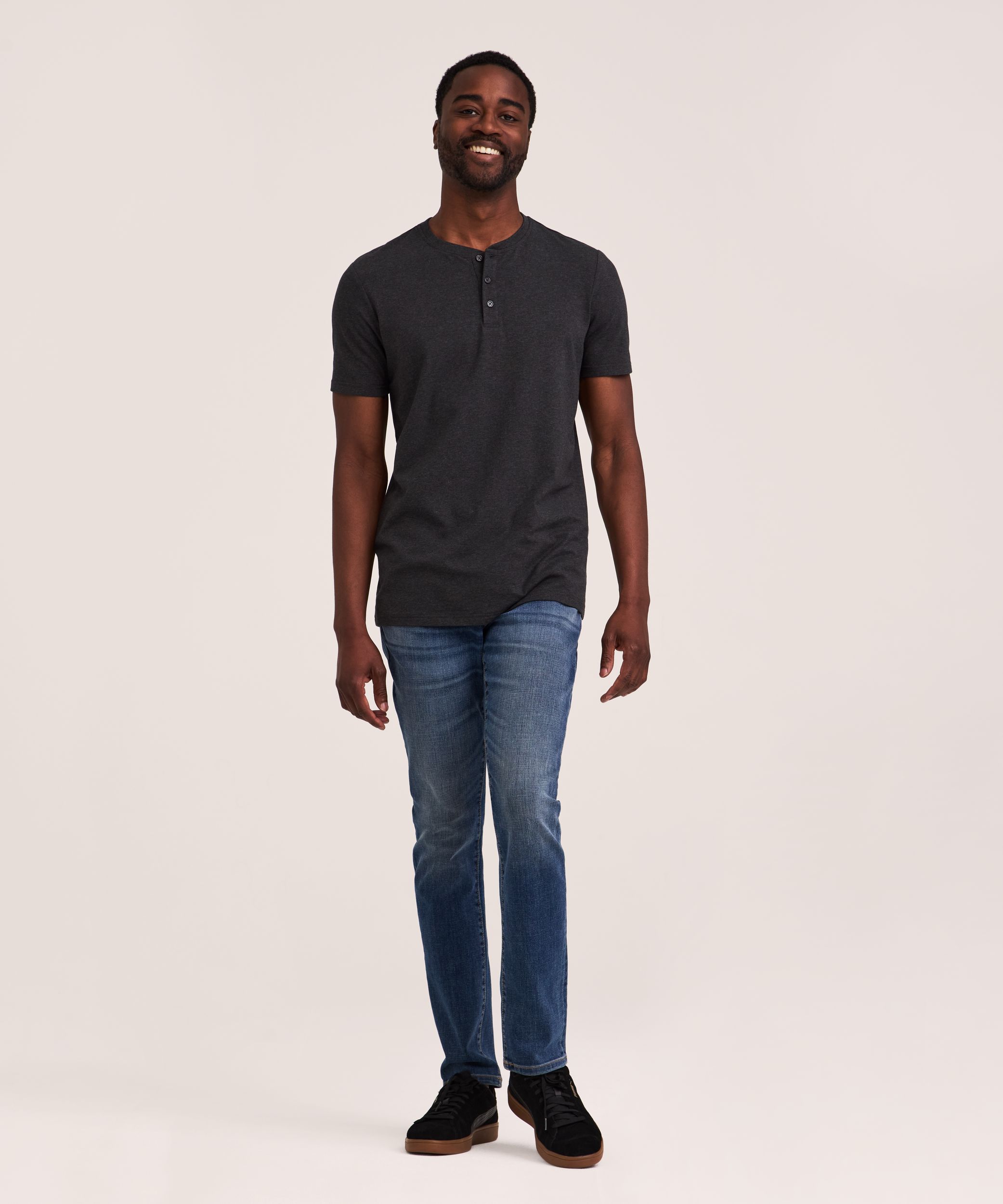 Denver Hayes Men's Stretch Short Sleeve Henley Shirt