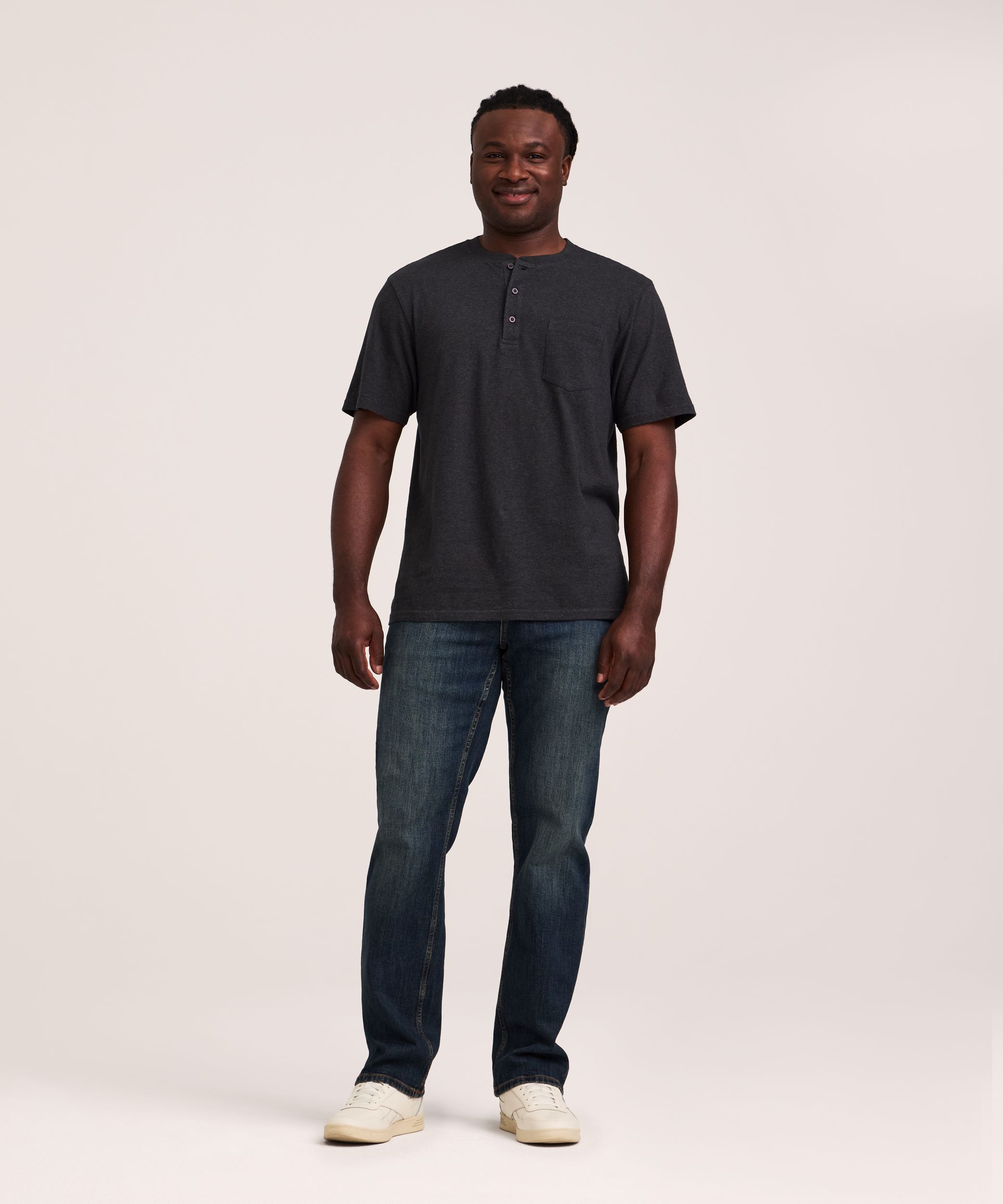 Denver Hayes Men's 50 Wash Short Sleeve Classic Fit Henley Shirt