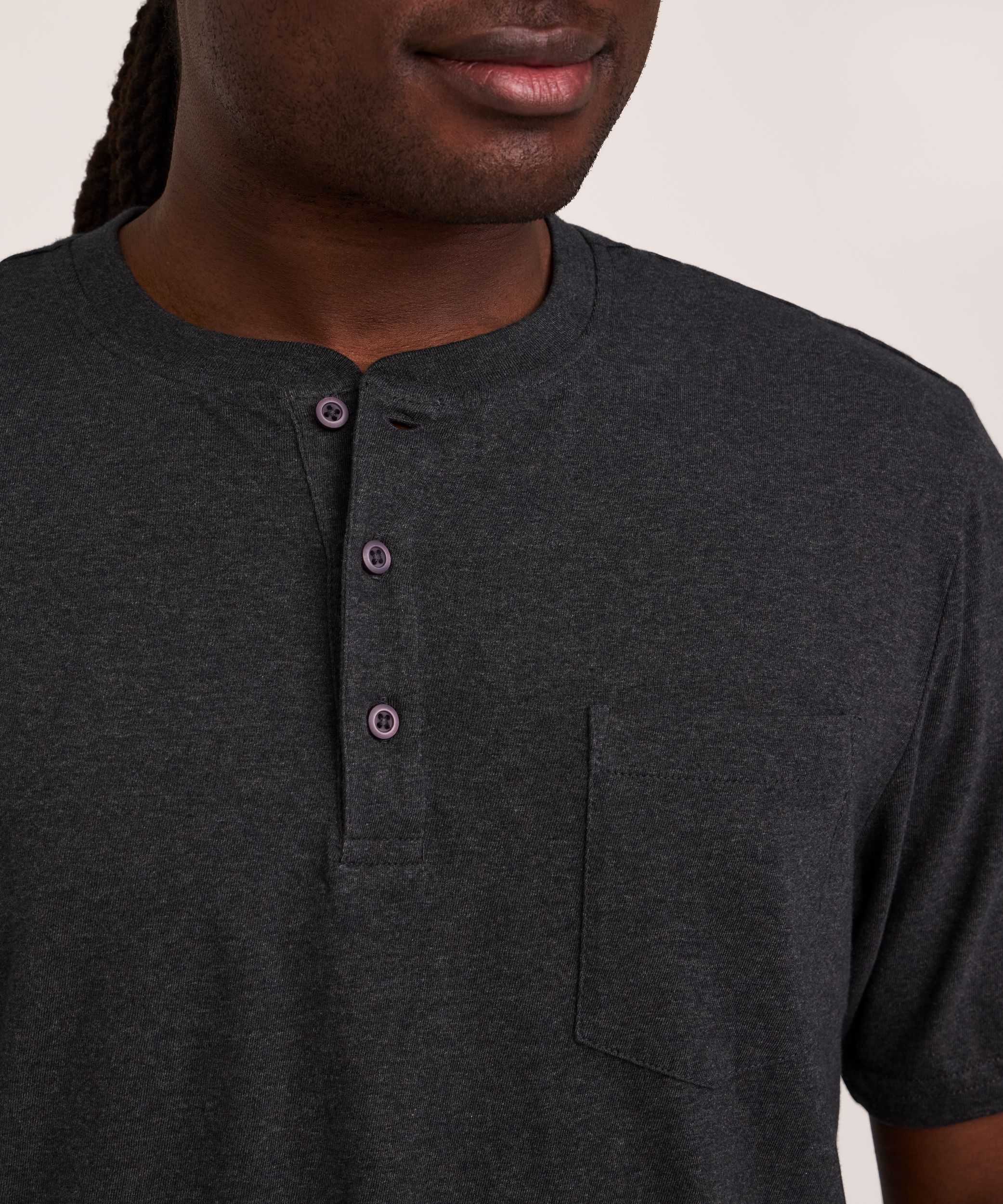 Denver Hayes Men's 50 Wash Short Sleeve Classic Fit Henley Shirt