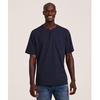 Denver Hayes Men's 50 Wash Short Sleeve Classic Fit Henley Shirt