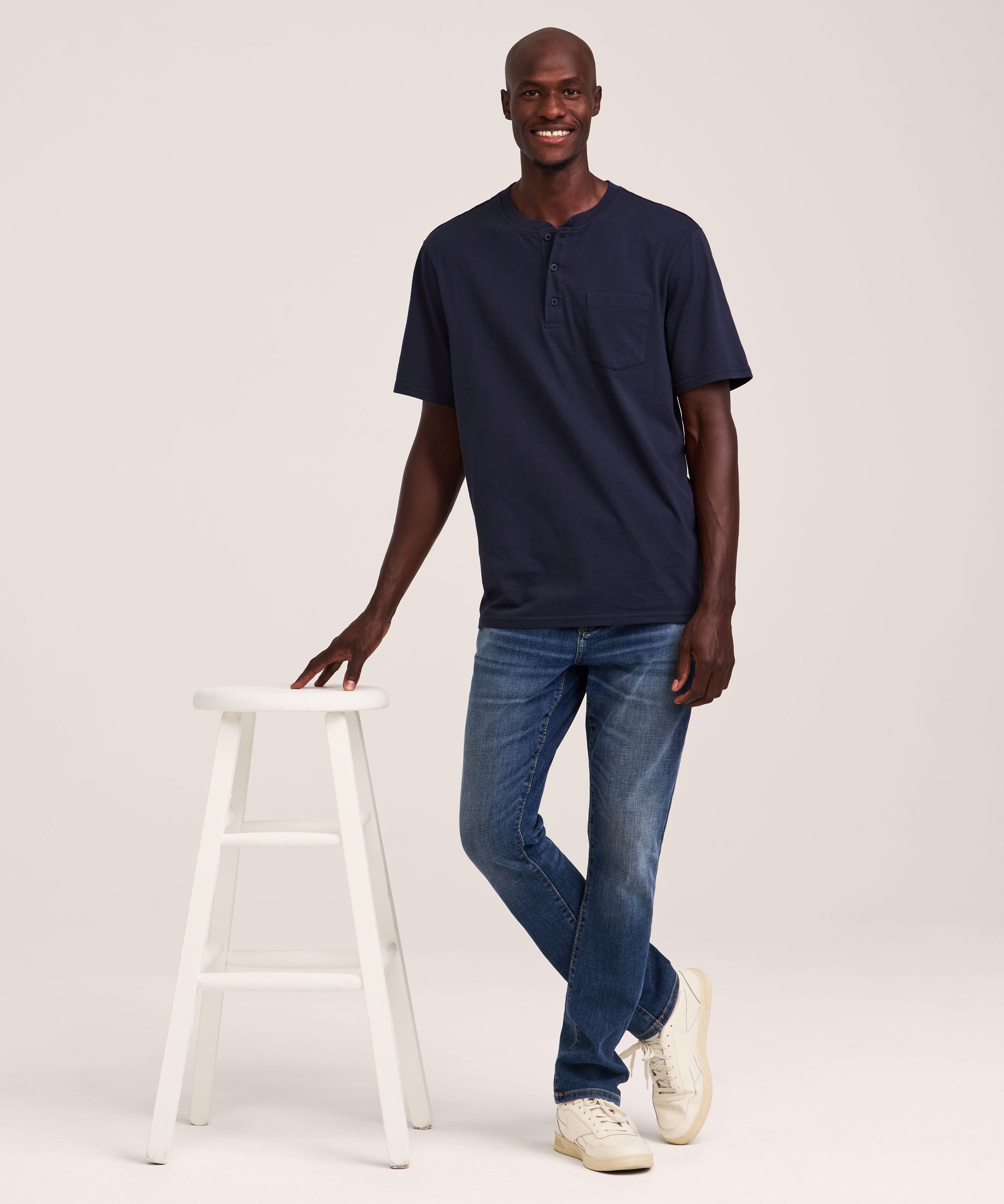 Denver Hayes Men's 50 Wash Short Sleeve Classic Fit Henley Shirt