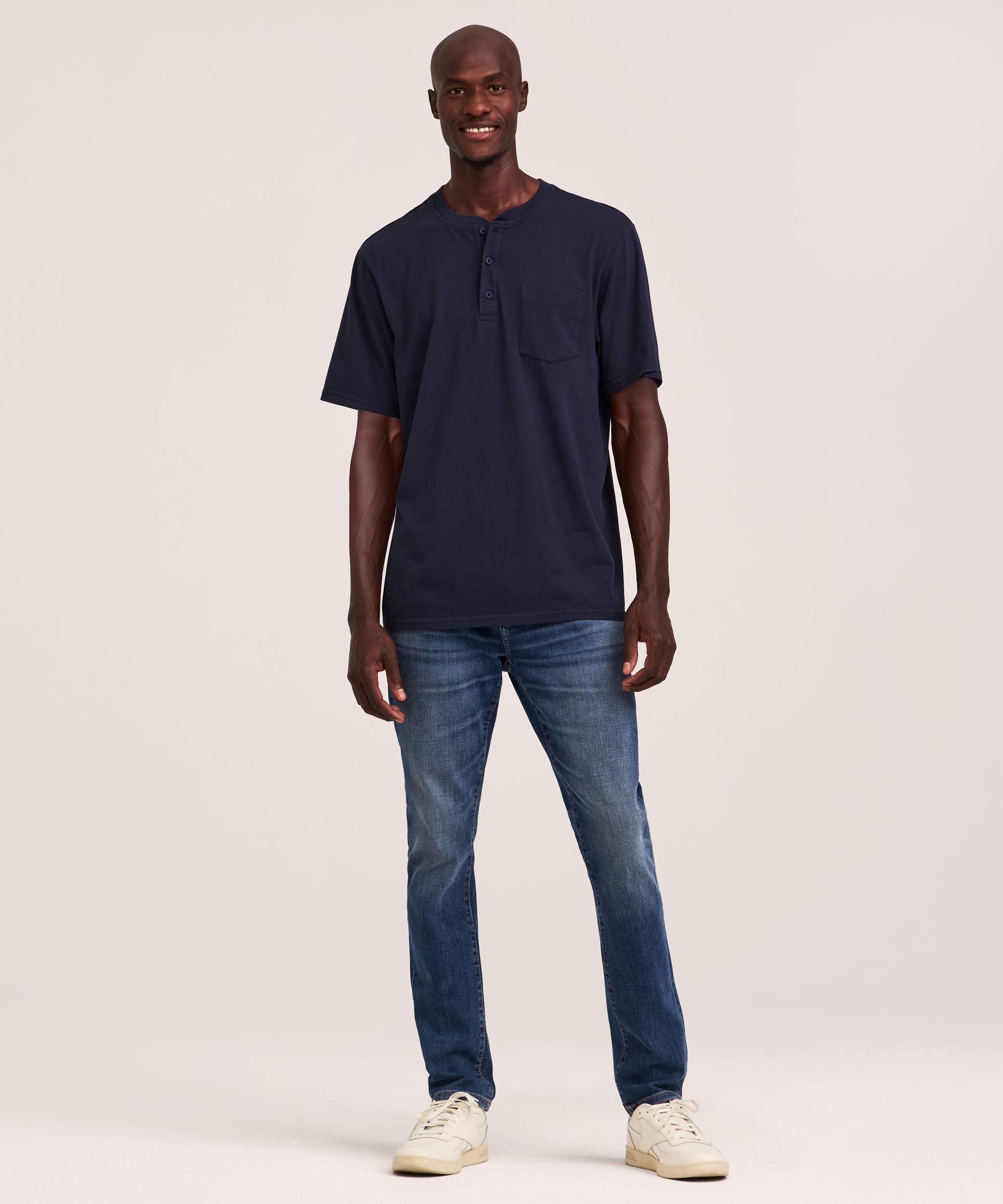 Denver Hayes Men's 50 Wash Short Sleeve Classic Fit Henley Shirt