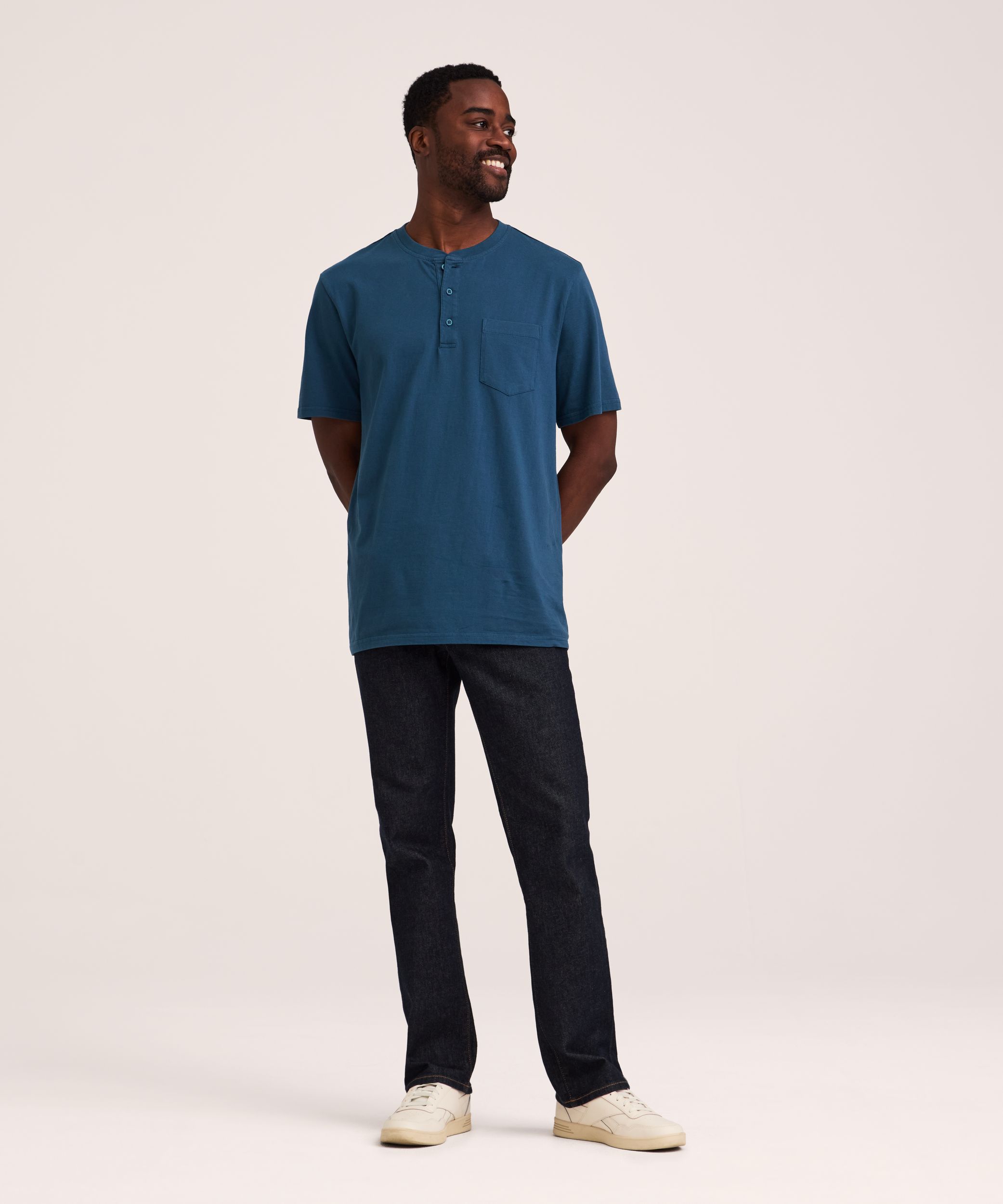 Denver Hayes Men's 50 Wash Short Sleeve Classic Fit Henley Shirt