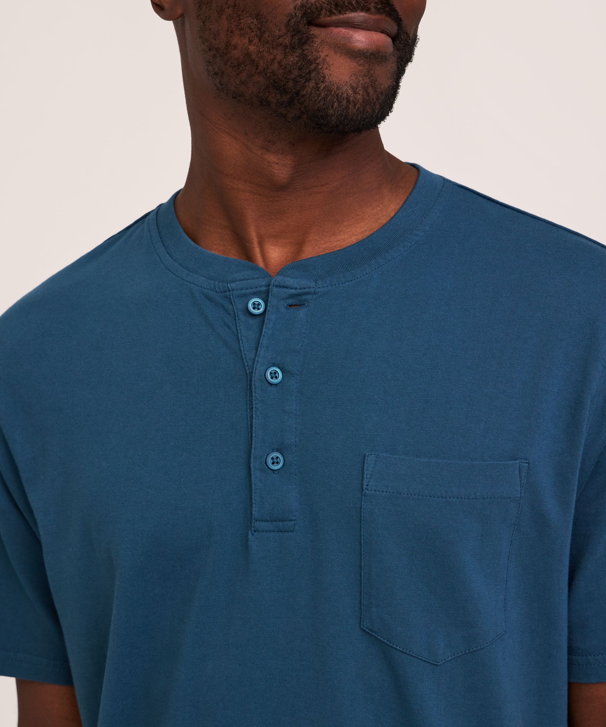 Denver Hayes Men's 50 Wash Short Sleeve Classic Fit Henley Shirt