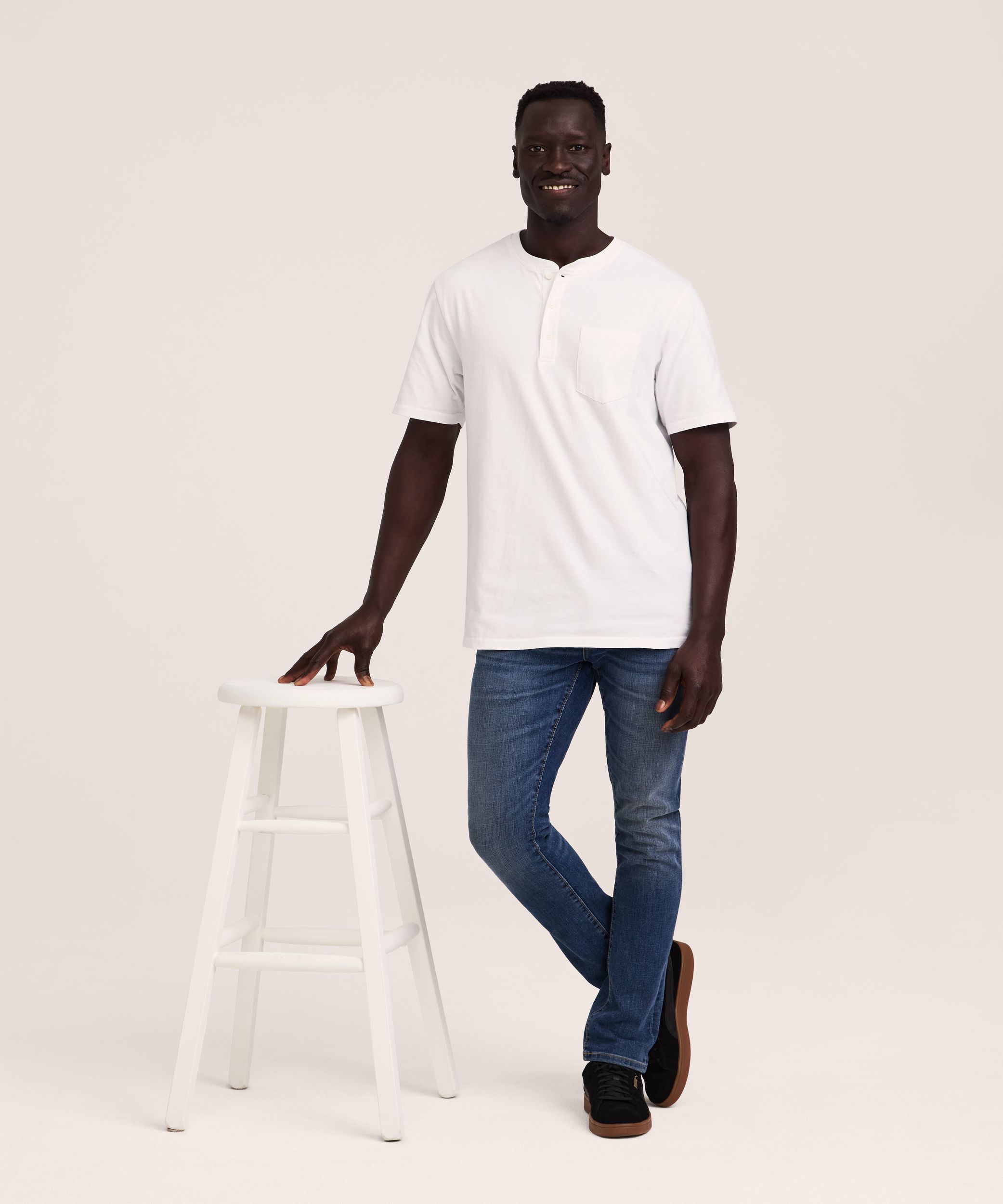 Denver Hayes Men's 50 Wash Short Sleeve Classic Fit Henley Shirt