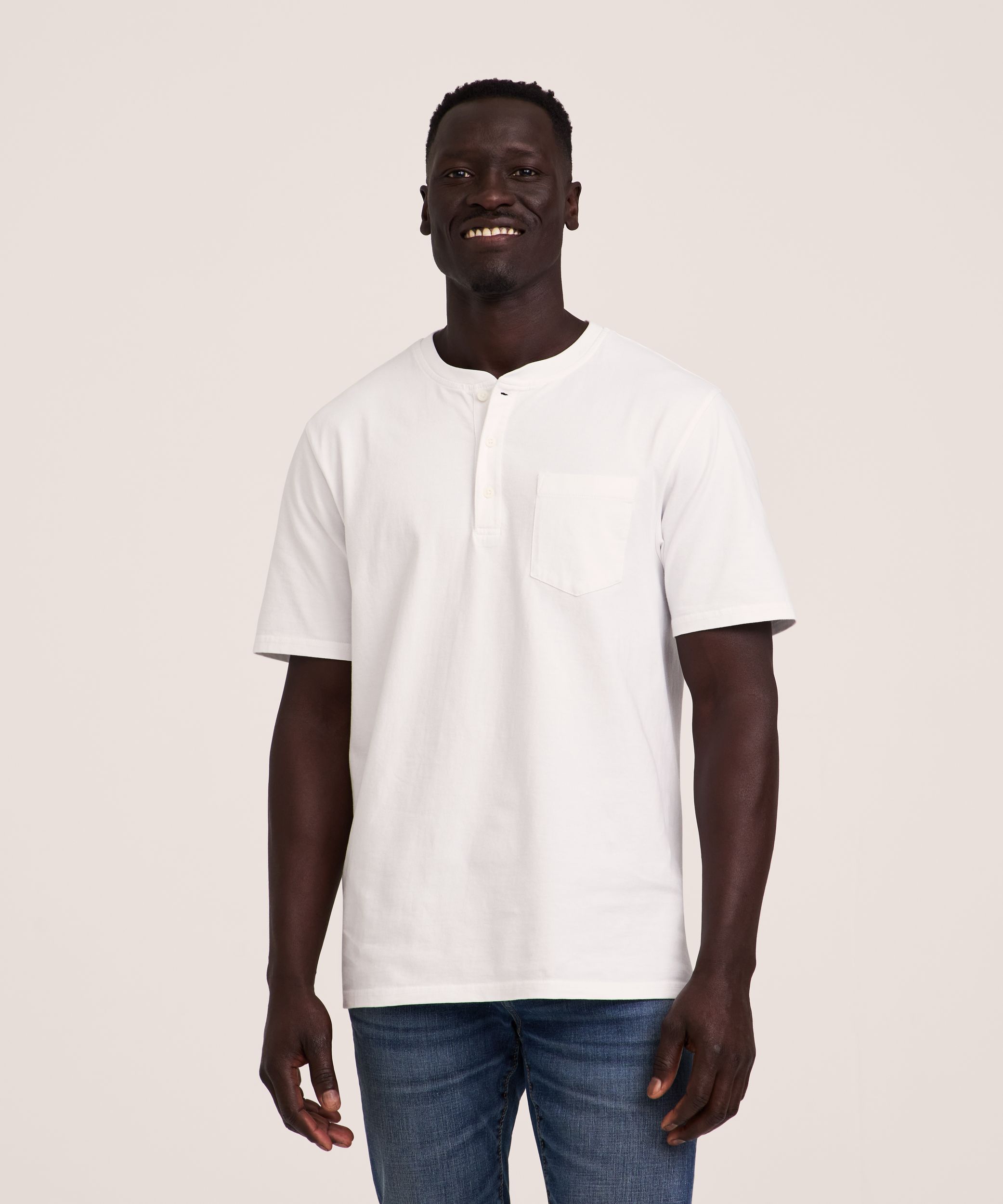 Denver Hayes Men's 50 Wash Short Sleeve Classic Fit Henley Shirt