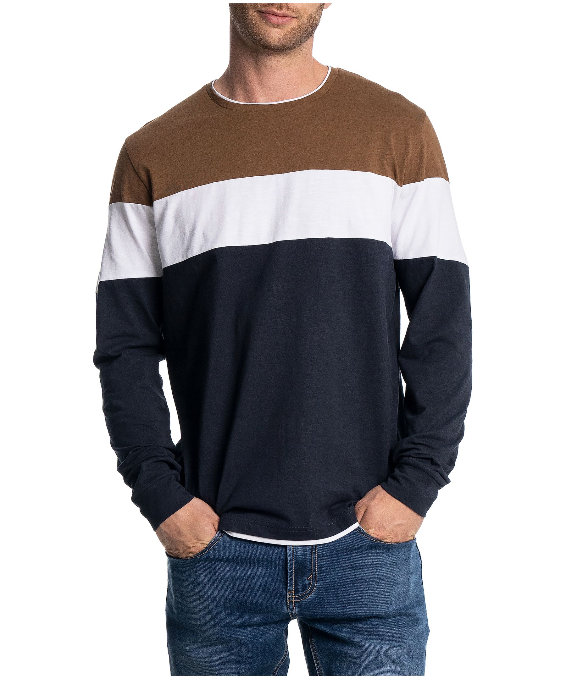 Lois Men's Emilio ColourBlock Long Sleeve Crewneck Shirt