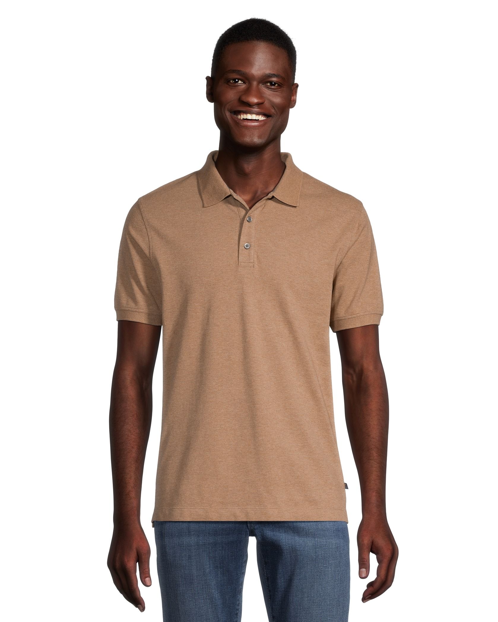 Denver Hayes Men's 50 Wash Stretch Short Sleeve Modern Fit Pique Polo