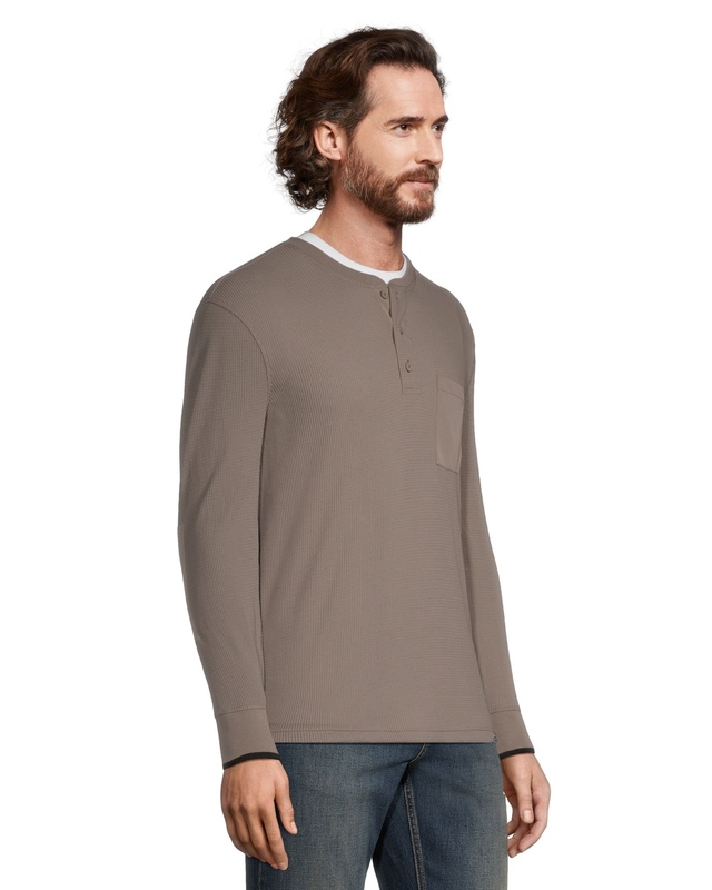Chemise Henley Manches Longues Essentials - 100% Coton Coupe Ajustée Homme