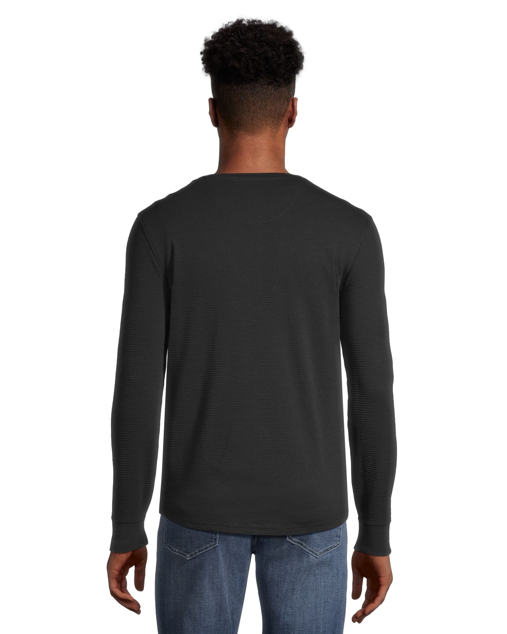 Denver Hayes Men's Long Sleeve Modern Fit Ottoman Henley Shirt