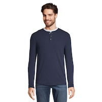 Haut Henley en tissu ottoman à manches longues pour hommes Front_Flat
