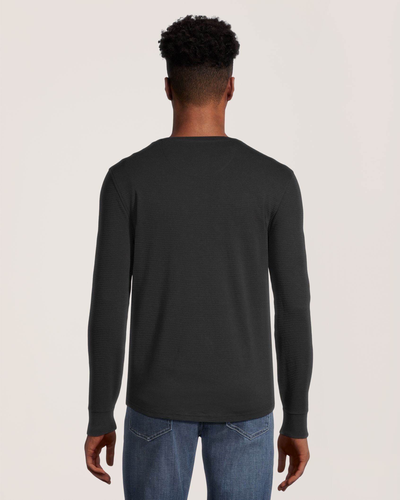 Denver Hayes Men's Long Sleeve Modern Fit Ottoman Henley Shirt