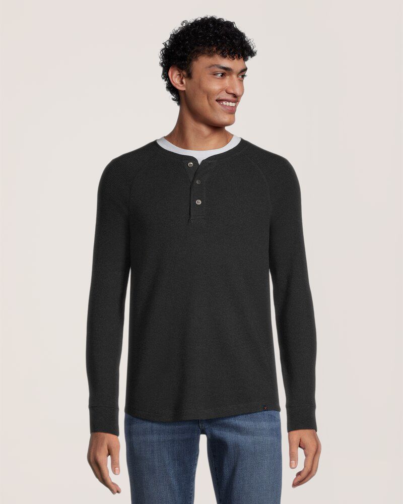 Denver Hayes Men's Long Sleeve Waffle Raglan Henley Mark's