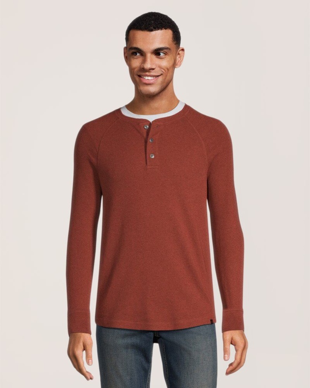 Haut Henley en point de brioche et à manches raglan longues pour hommes, Denver Hayes