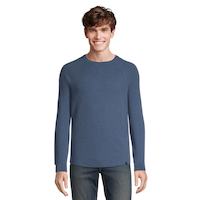 Denver Hayes Men's Long Sleeve Waffle Raglan Crewneck Knit Top Front_Flat