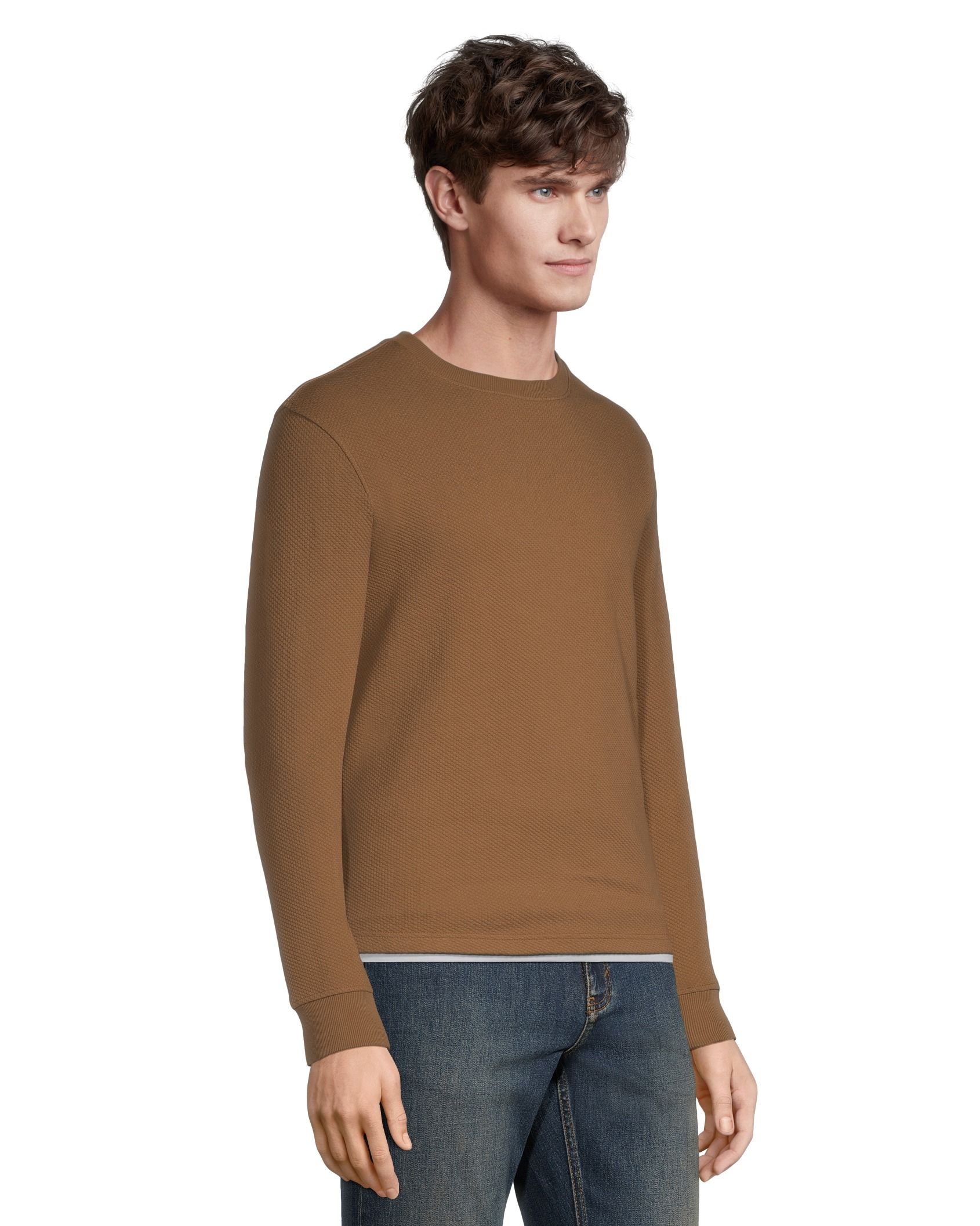 Denver Hayes Men's Long Sleeve Texture Knit Crewneck Shirt | Marks