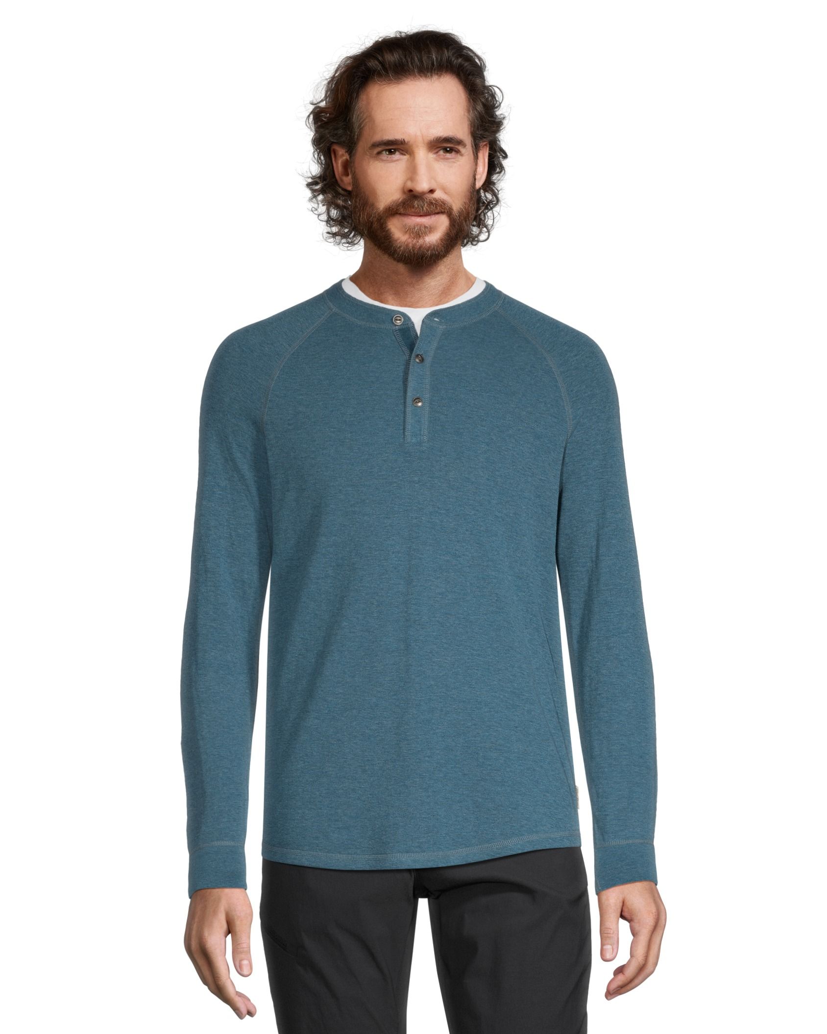 【2plan】Royge Layered Henley Neck Long Sleeve T-shirt Men's Long Sleeve Striped Henley – Two Blind Brothers