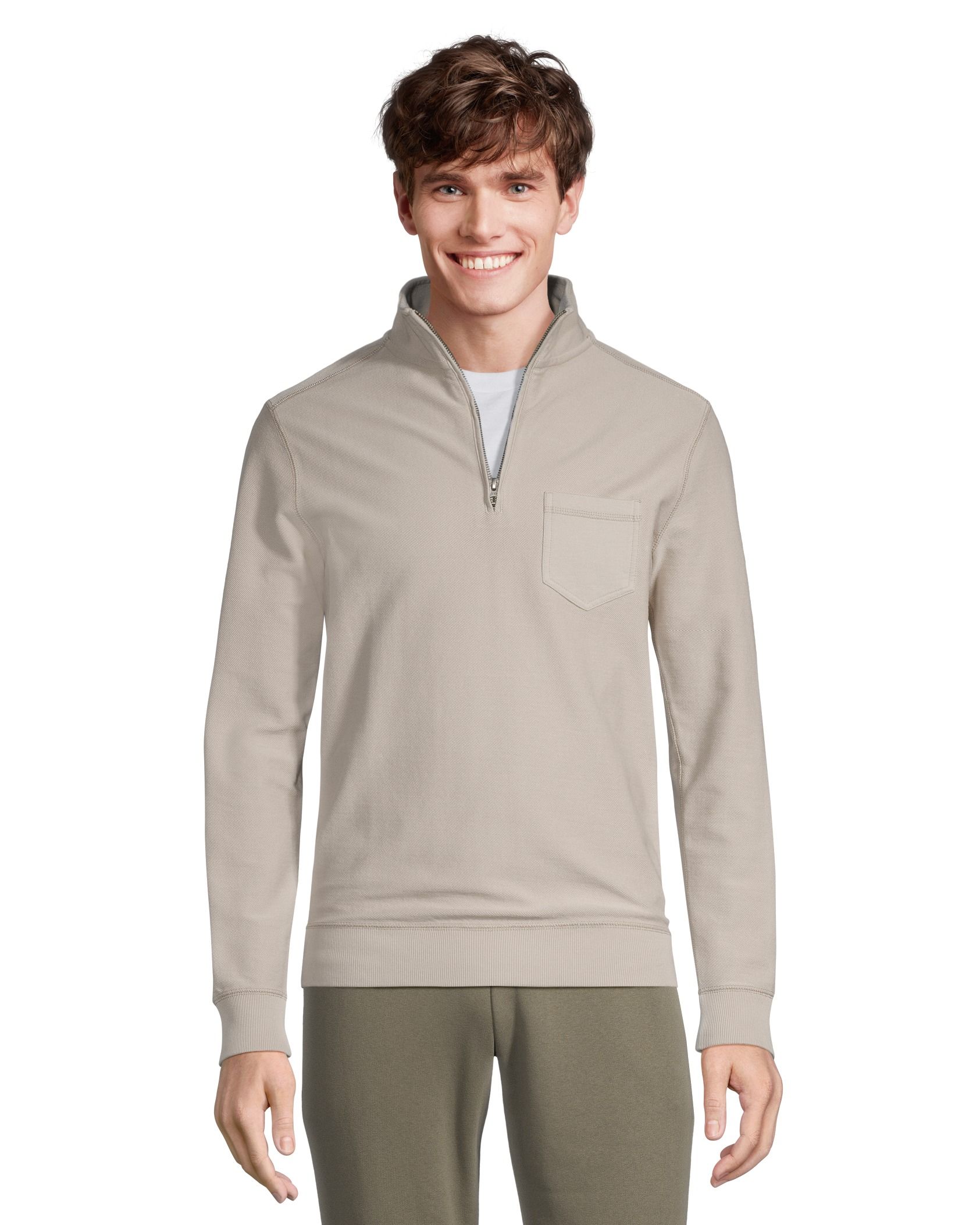 Denver Hayes Men's Reverse Twill Quarter Zip Mock Neck Pullover