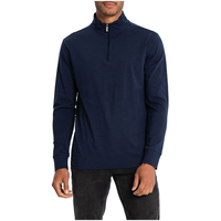 Haut en tricot à manches longues à col cheminée et glissière 1/4 pour hommes, Lennox, Lois Front_Flat