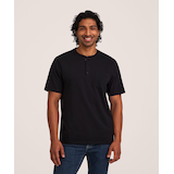 Denver Hayes Men's 50 Wash Short Sleeve Classic Fit Henley Shirt Front_Flat