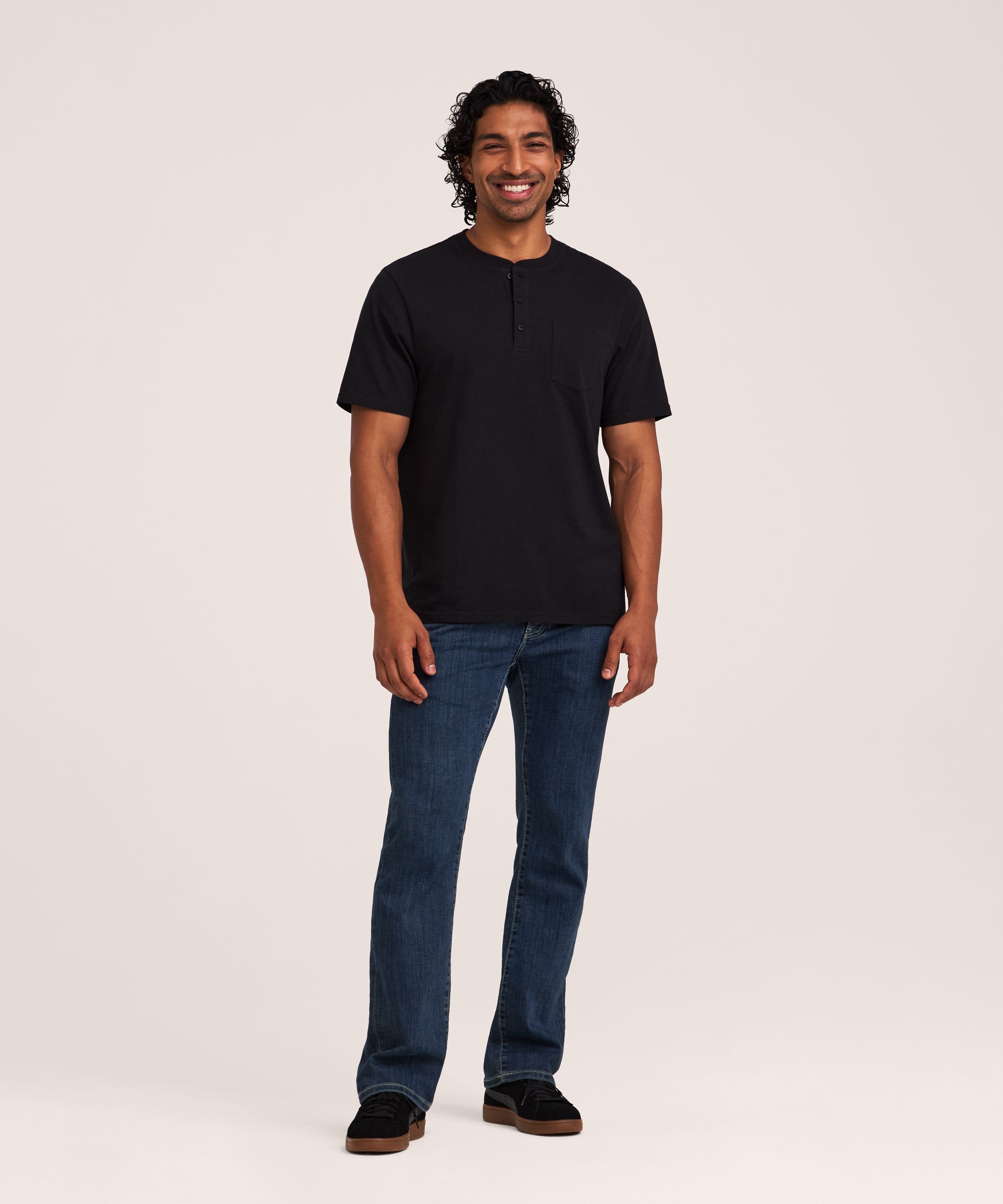 Denver Hayes Men's 50 Wash Short Sleeve Classic Fit Henley Shirt