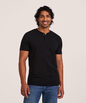 Denver Hayes Men's Stretch Short Sleeve Henley Shirt