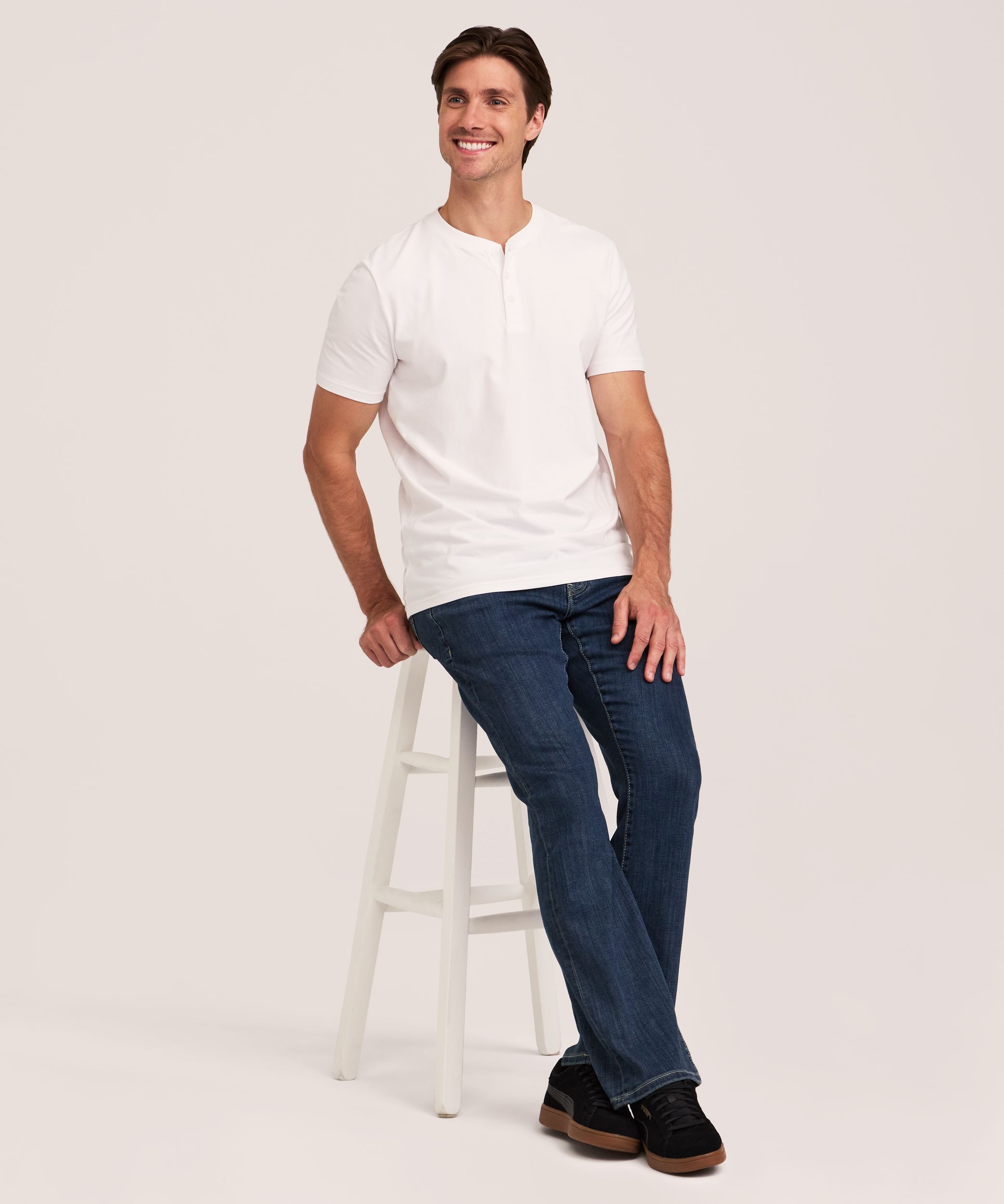 Haut Henley extensible à manches courtes pour hommes, Denver Hayes