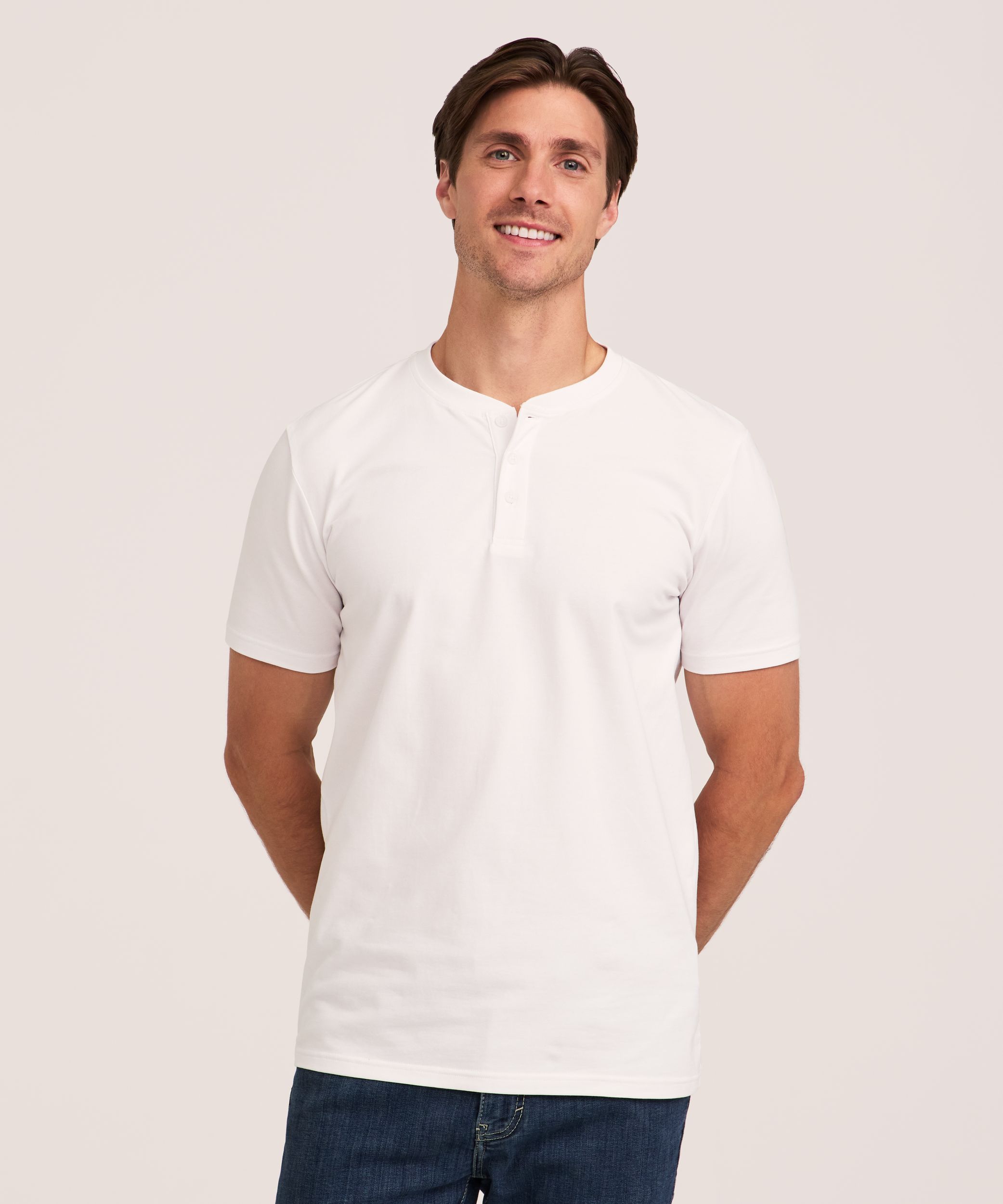 Haut Henley extensible à manches courtes pour hommes, Denver Hayes