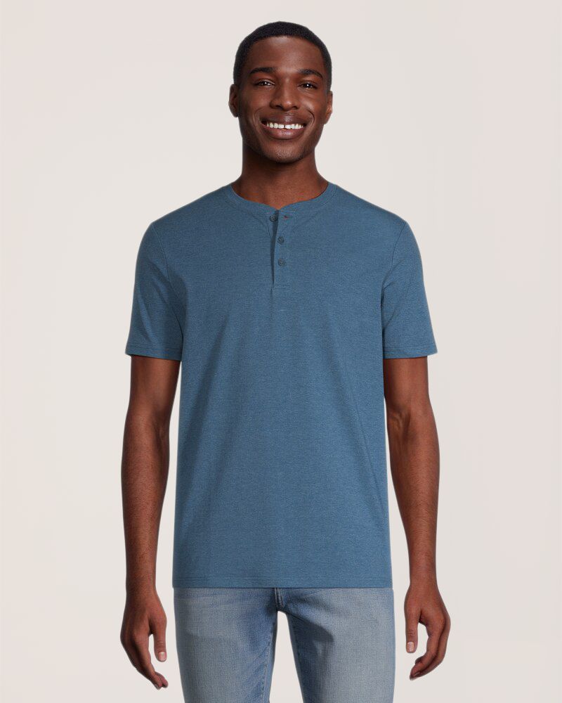 Denver Hayes Men's Tag Free Seasonal Stretch Henley Shirt