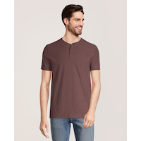 Chemise Henley flammée lavée après confection pour hommes, Denver Hayes Front_Flat
