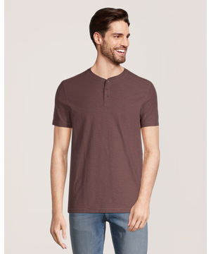 Chemise Henley flammée lavée après confection pour hommes, Denver Hayes