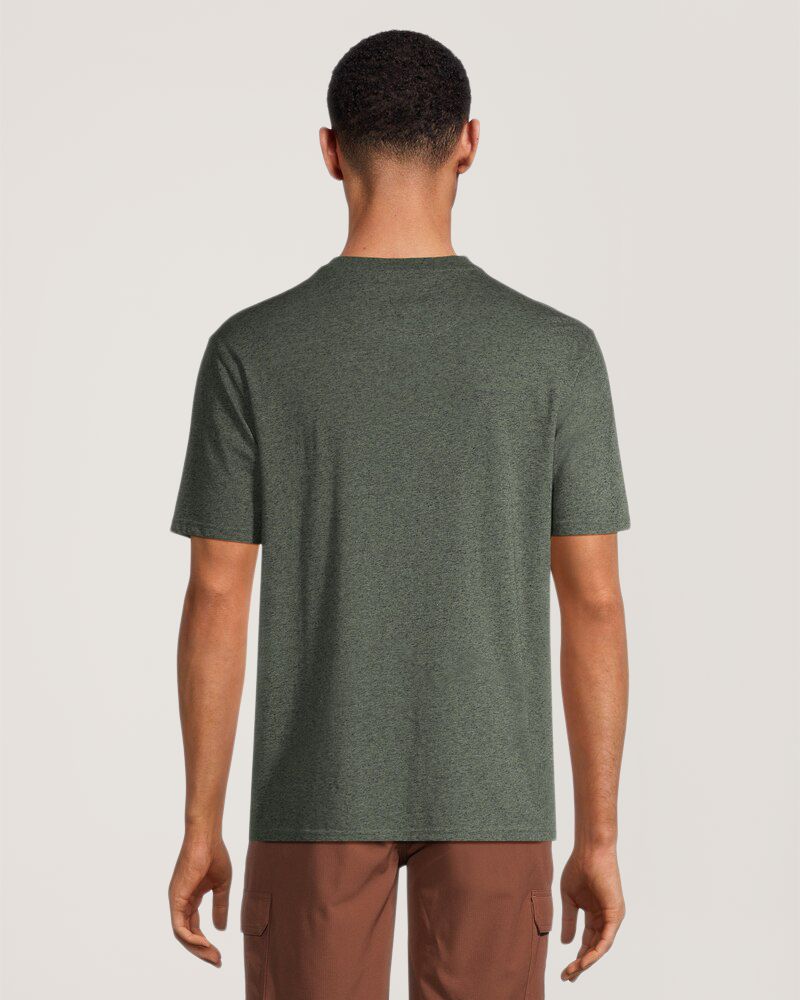 FarWest Men's Snow Yarn Short Sleeve Henley Shirt