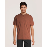 FarWest Men's Snow Yarn Short Sleeve Henley Shirt Front_Flat