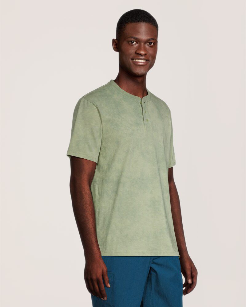 FarWest Men's Tie Dye Henley Shirt