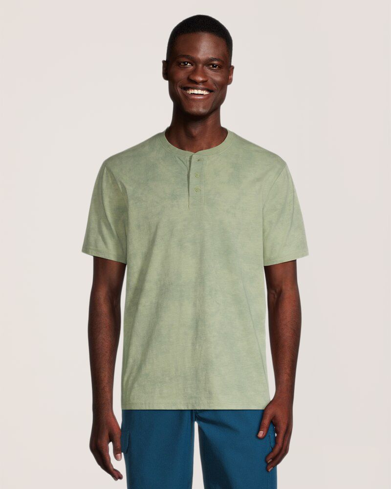 FarWest Men's Tie Dye Henley Shirt