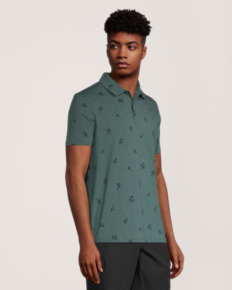 Polo texturé flammé à imprimé intégral pour hommes, FarWest