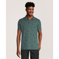 Polo texturé flammé à imprimé intégral pour hommes, FarWest Front_Flat