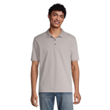 Polo boutonné en coton flammé de coupe régulière pour hommes, Silver Front_Flat