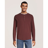 Denver Hayes Men's Waffle Raglan Long Sleeve Henley Shirt Front_Flat